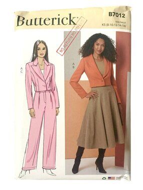 Butterick B7012 Pattern Misses Jacket Skirt Pants Women's Uncut Size 8 10 12 14